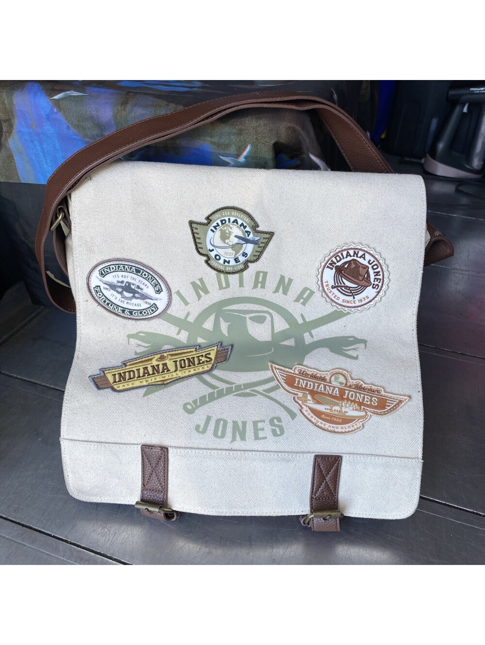 Disney Official Indiana Jones Adventure Wear messenger satchel Bag With Patches